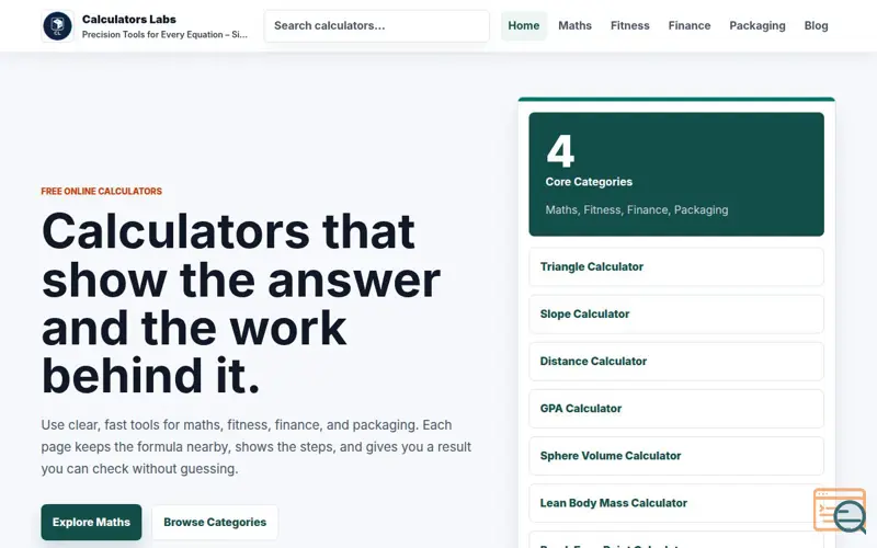 Screenshot of Calculators Labs