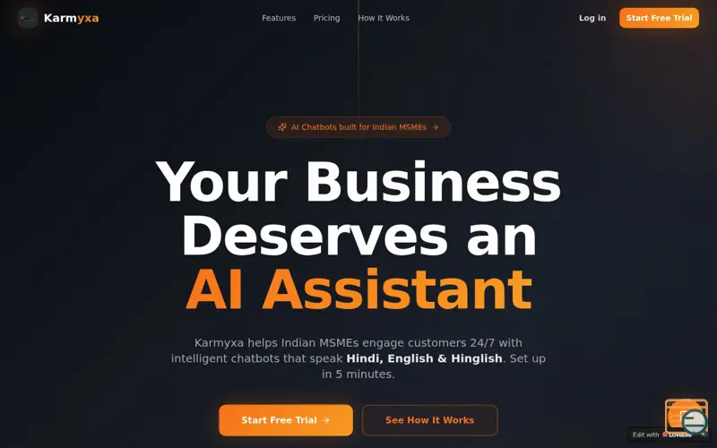 Screenshot of Karmyxa - AI Chatbot for businesses