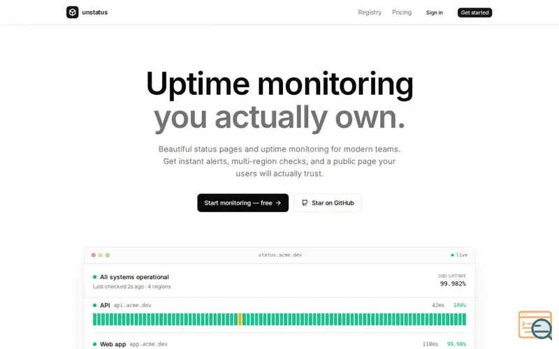 Screenshot of Unstatus