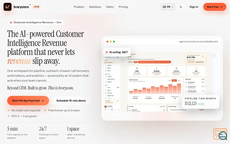 Screenshot of Ivorycom CRM