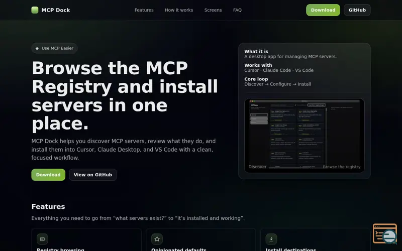 Screenshot of MCP Dock