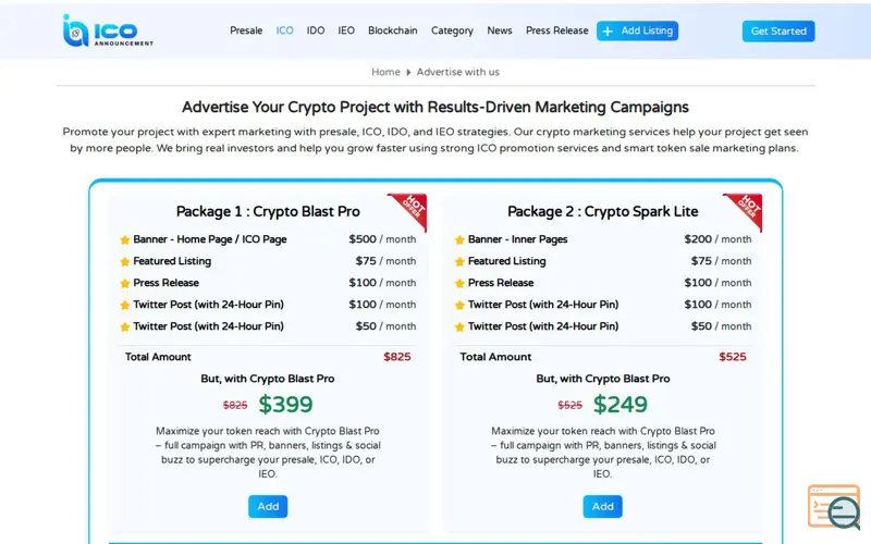 Screenshot of ICO Announcement