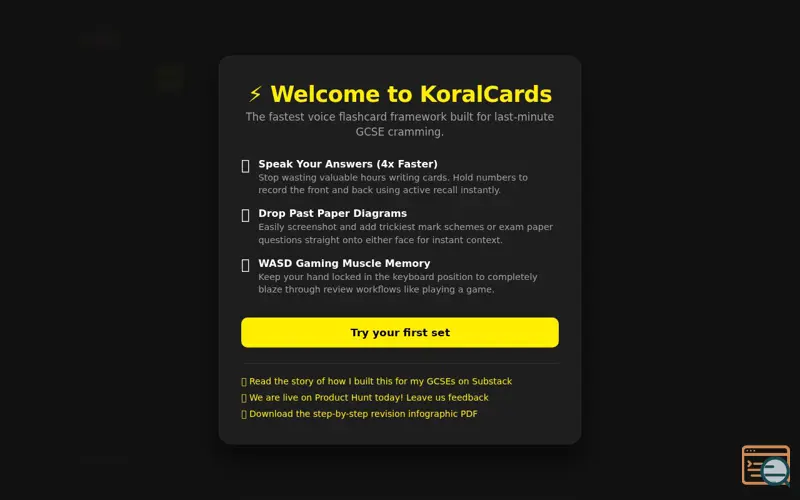 Screenshot of Koralcards