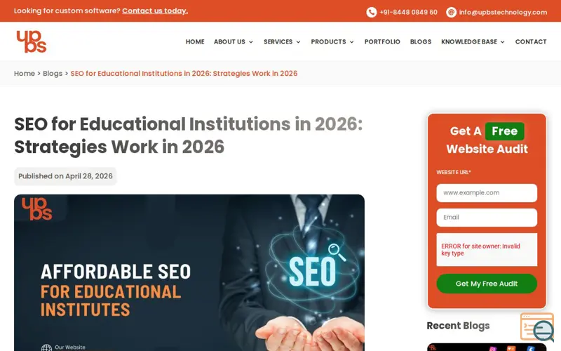 Screenshot of SEO for Educational Institutions