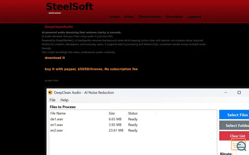 Screenshot of DeepCleanAudio
