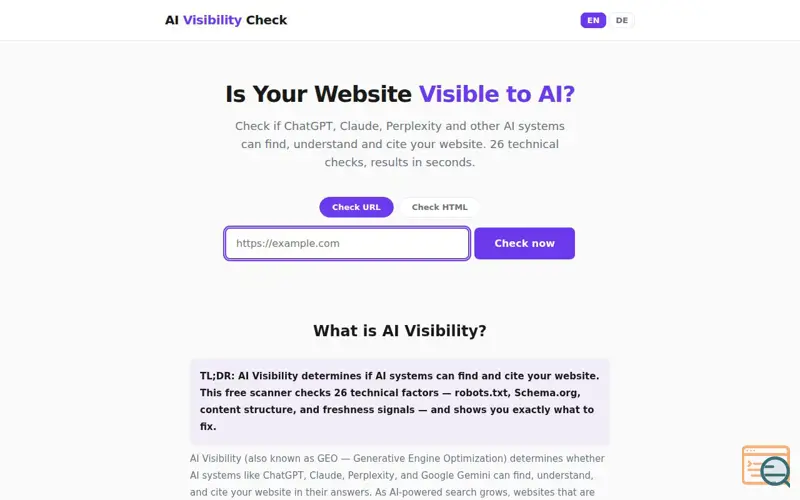 Screenshot of AI Visibility Check