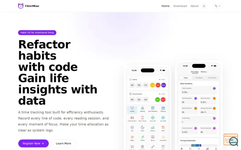 Screenshot of TimeMiao