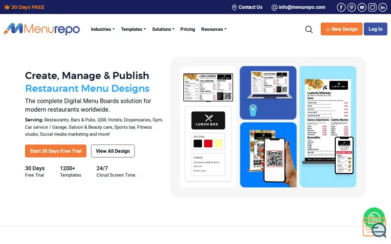 Screenshot of MenuRepo.com, a launch using StrainRx