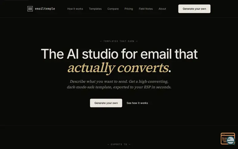 Screenshot of EmailTemple