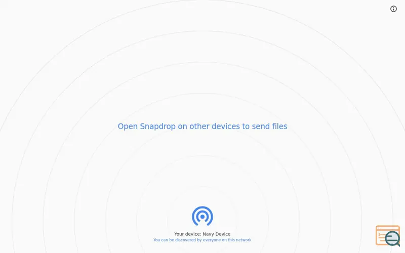 Screenshot of Snapdrop, a launch using MessagePack