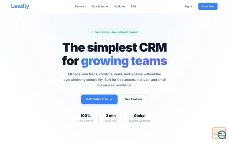 Screenshot of Leadly — The Free CRM for Growing Teams