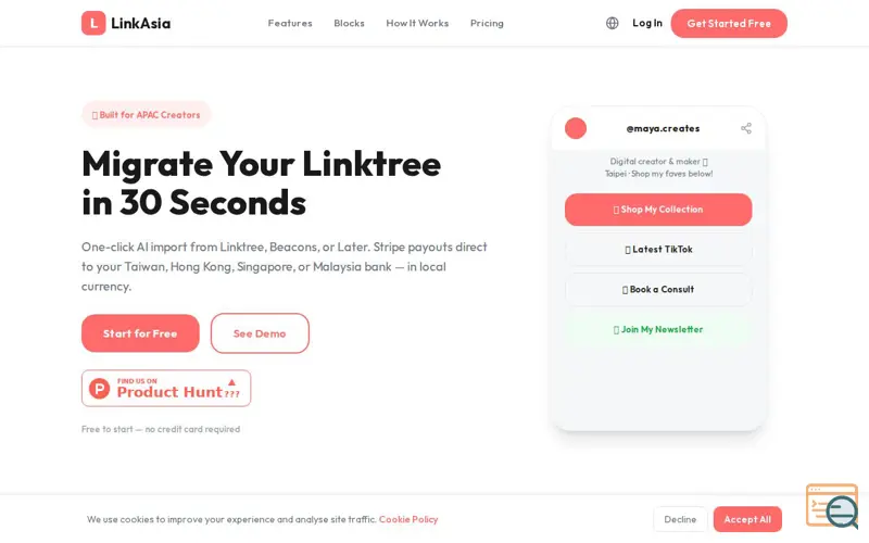 Screenshot of LinkAsia
