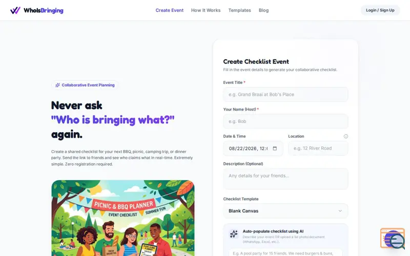 Screenshot of WhoIsBringing