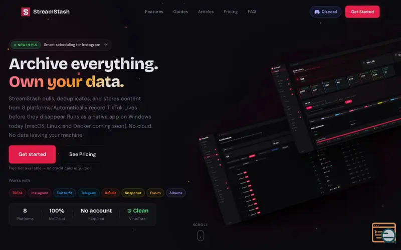 Screenshot of StreamStash
