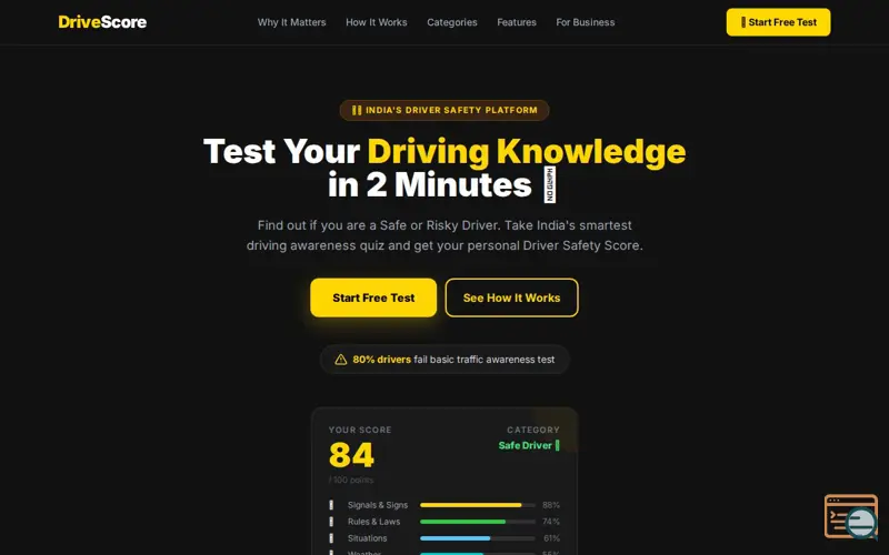 Screenshot of DriveScore