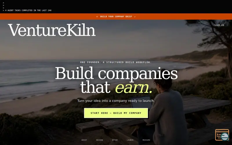 Screenshot of VentureKiln, a launch using Founder.best