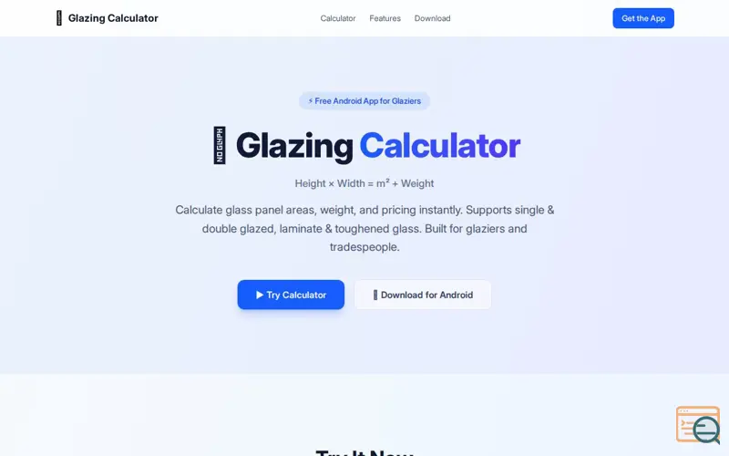 Screenshot of Glazing Calculator