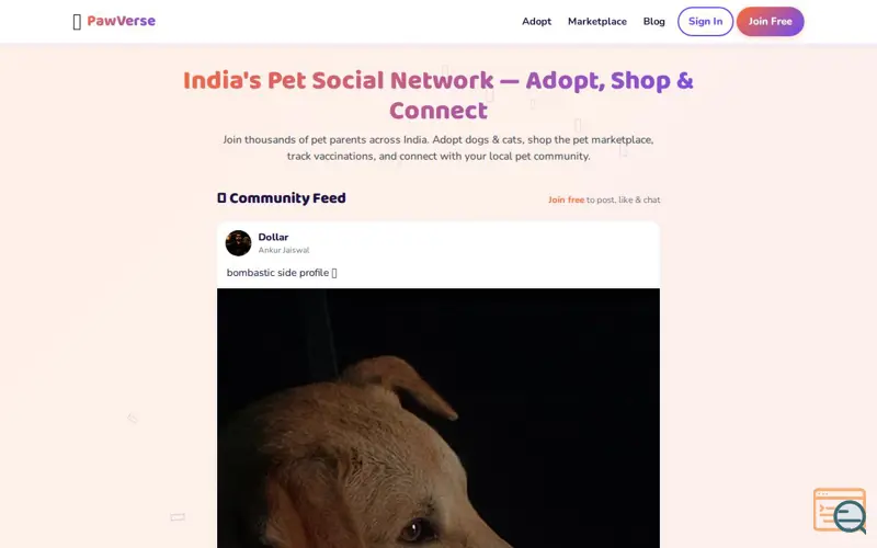 Screenshot of PawVerse Social