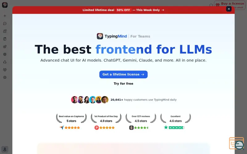 Screenshot of TypingMind