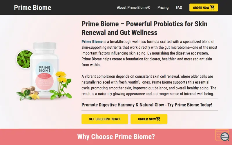 Screenshot of Prime Biome™ Official Site