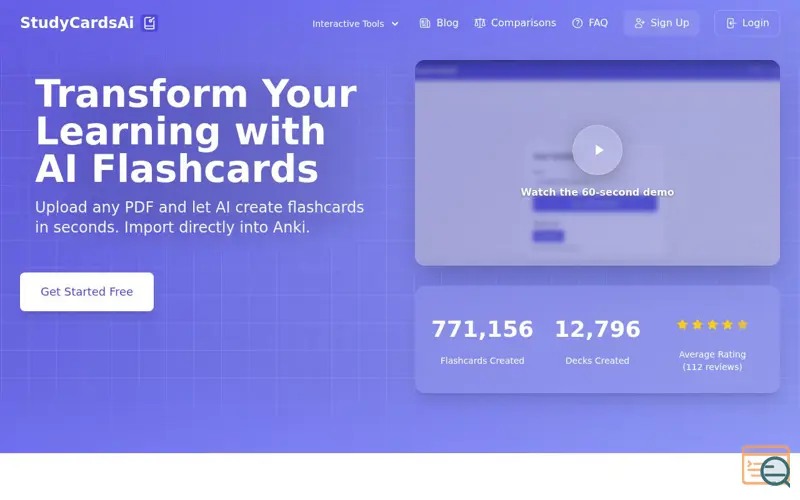 Screenshot of StudyCards AI