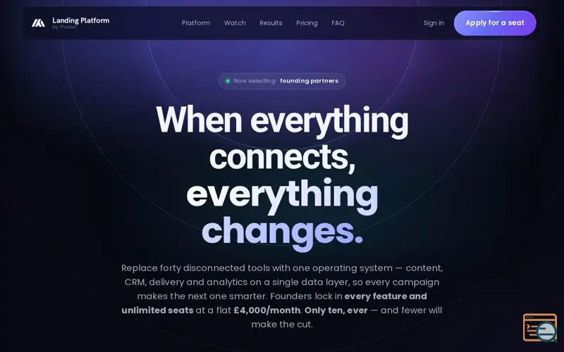 Screenshot of Landing Platform, a launch using Sourcepoint