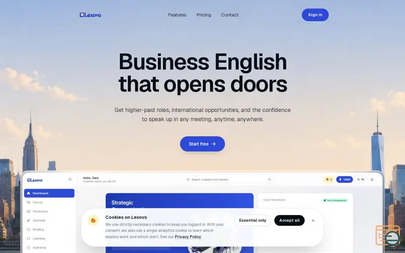 Screenshot of Lexovo · Business English Learning App