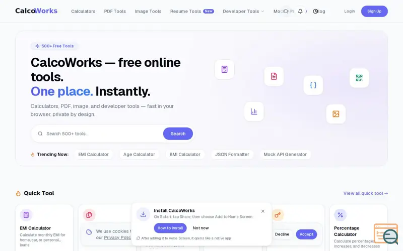 Screenshot of CalcoWorks