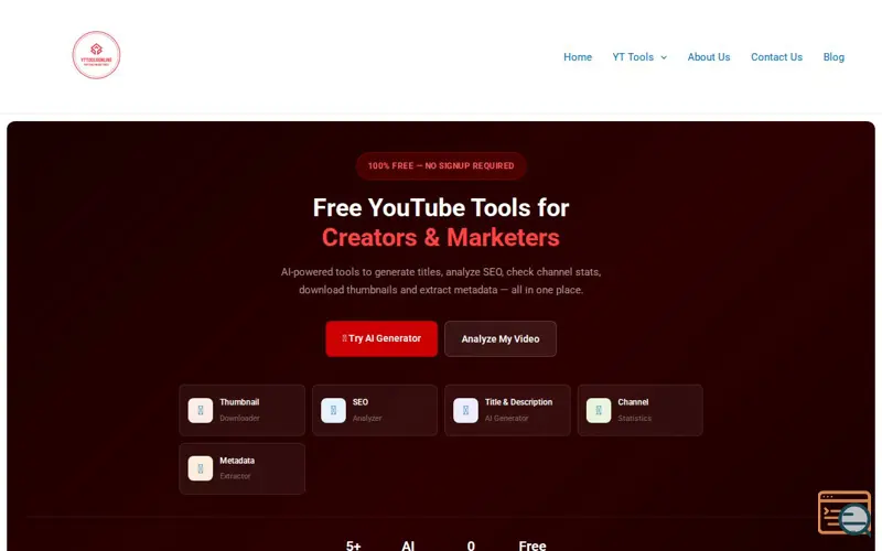 Screenshot of YT Tools Online