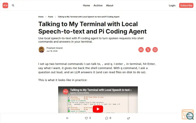 Screenshot of Agenticcodingweekly