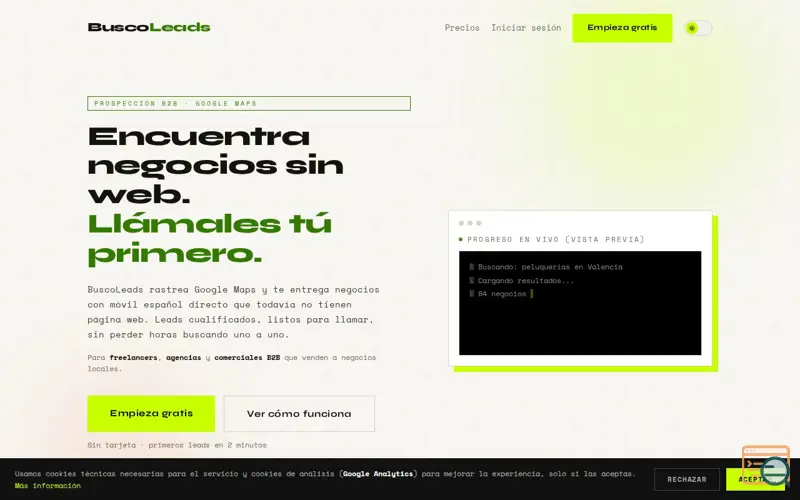 Screenshot of BuscoLeads