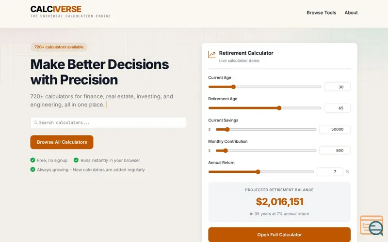 Screenshot of Calciverse: 700+ Calculators in One App