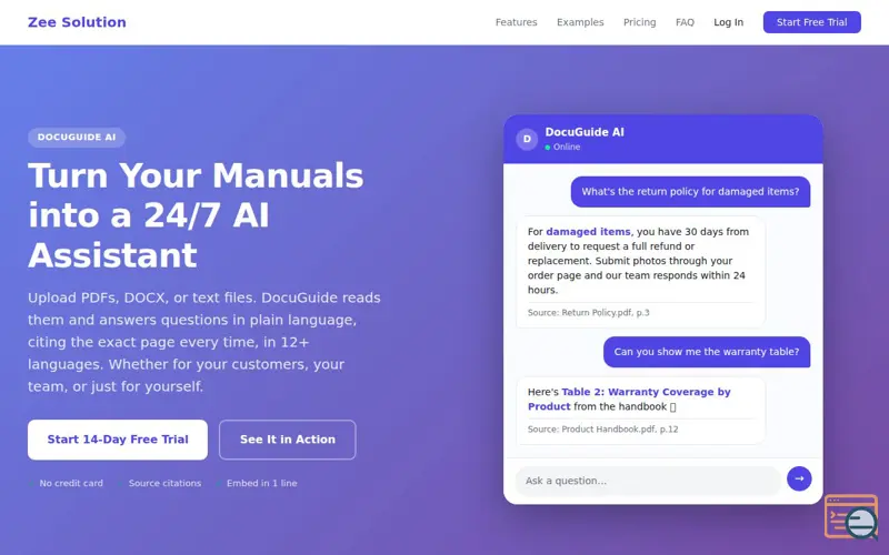 Screenshot of DocuGuide Ai