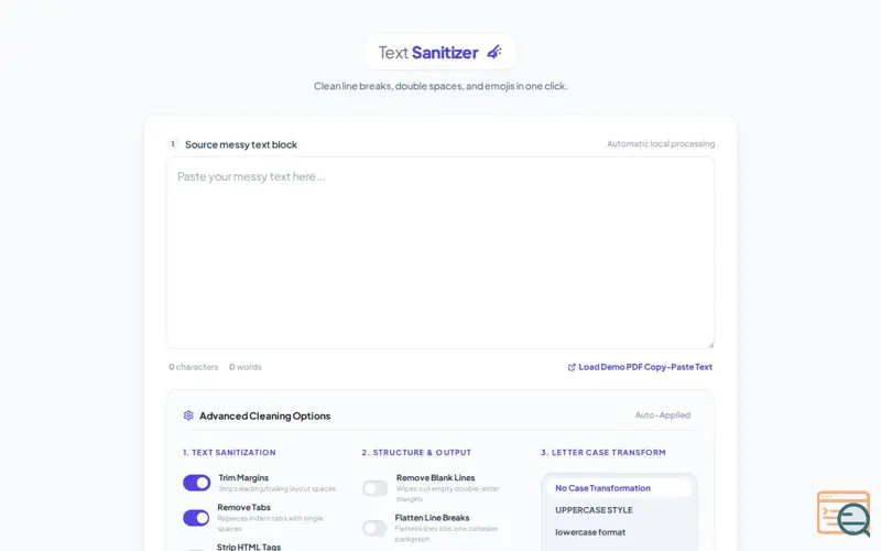 Screenshot of Text Sanitizer