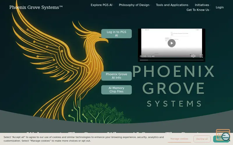 Screenshot of Phoenix Grove AI, a launch using Squarespace