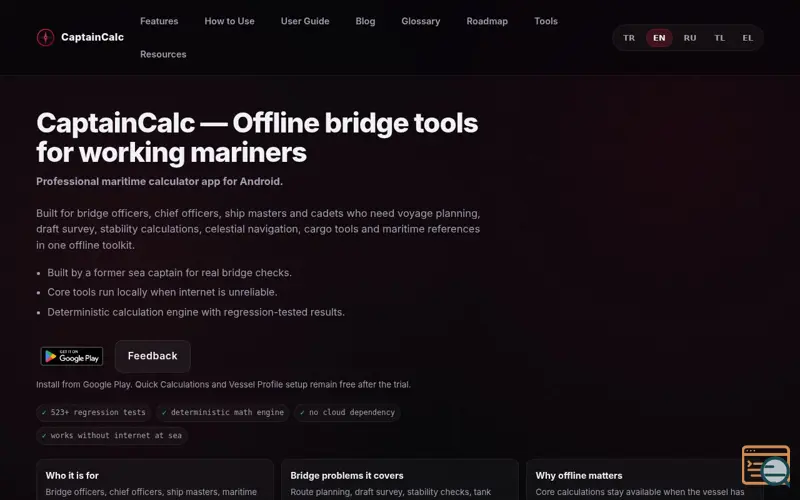 Screenshot of CaptainCalc