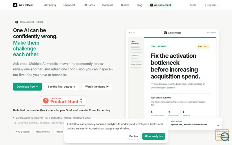 Screenshot of AICrossCheck