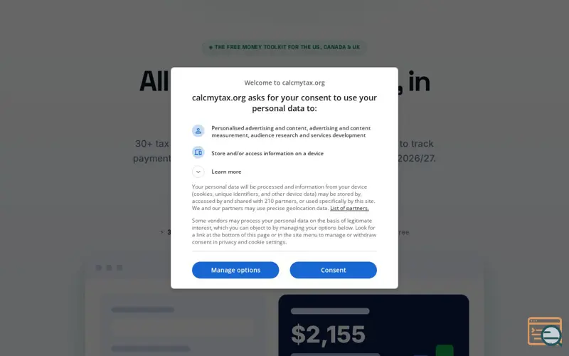 Screenshot of CalcMyTax