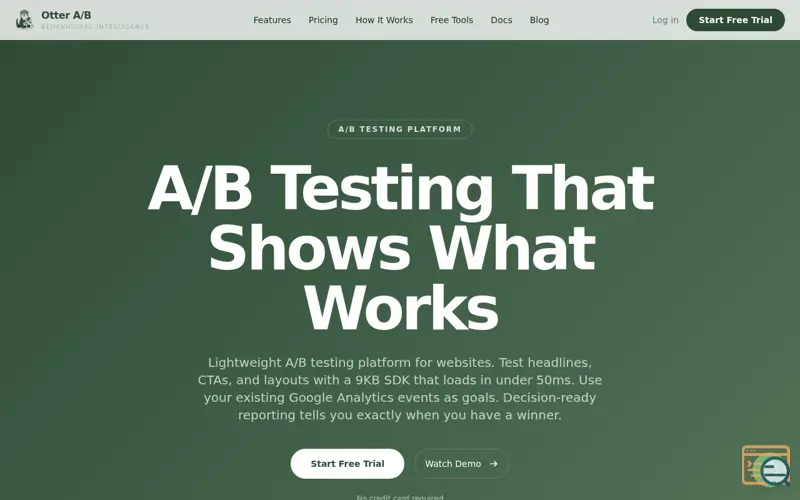 Screenshot of Otter A/B, a launch using Sonny