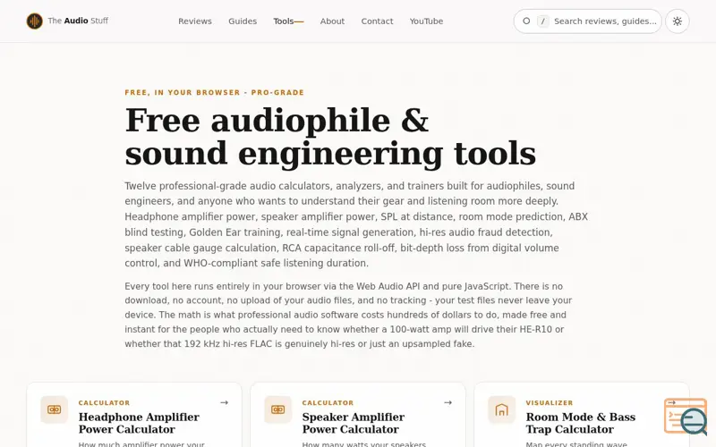 Screenshot of The Audio Stuff Tools