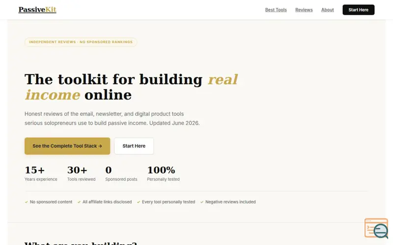 Screenshot of PassiveKit.com