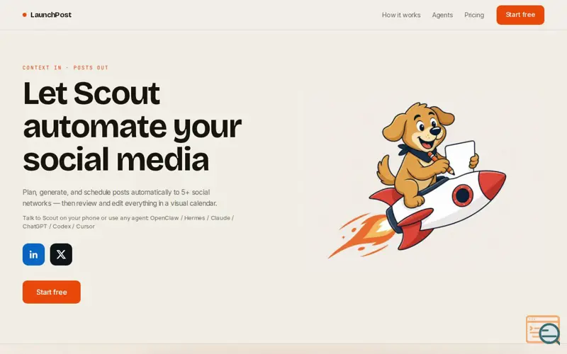 Screenshot of LaunchPost — Tell it what you shipped. It handles the posting.