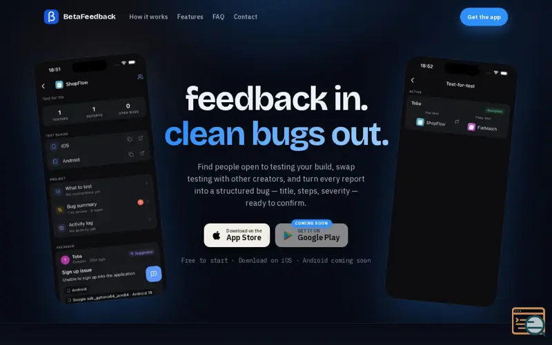 Screenshot of BetaFeedback