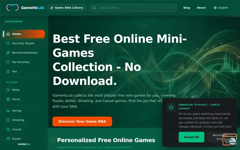 Screenshot of GameHzLab — Game DNA