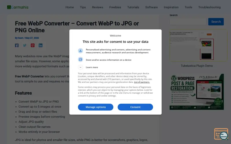 Screenshot of Free WebP Converter