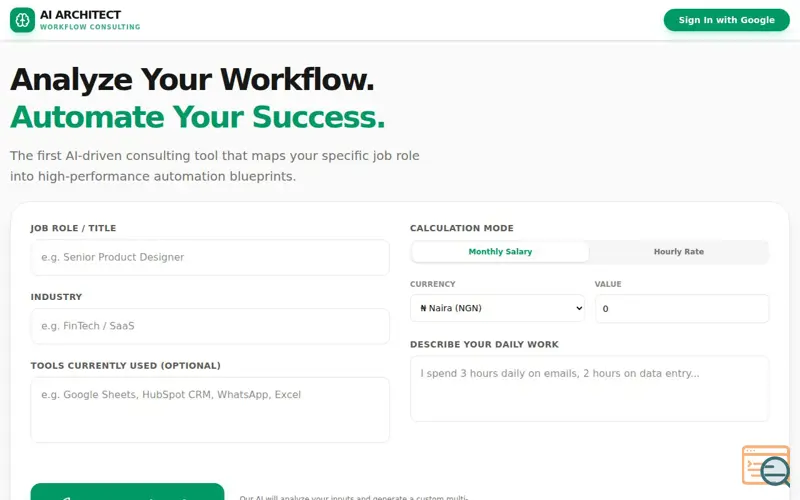 Screenshot of AI Workflow Architect