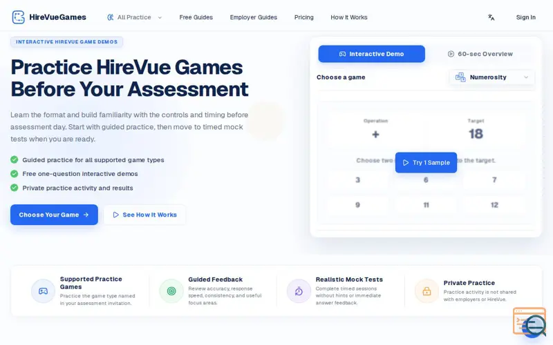 Screenshot of HireVueGames