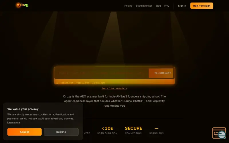 Screenshot of Orbzy.app