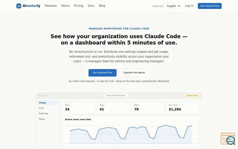 Screenshot of Claude Code usage analytics & cost tracking | Aimeterly