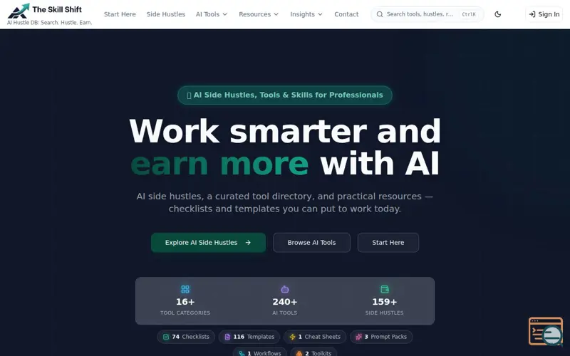 Screenshot of https://theskillshift.com
